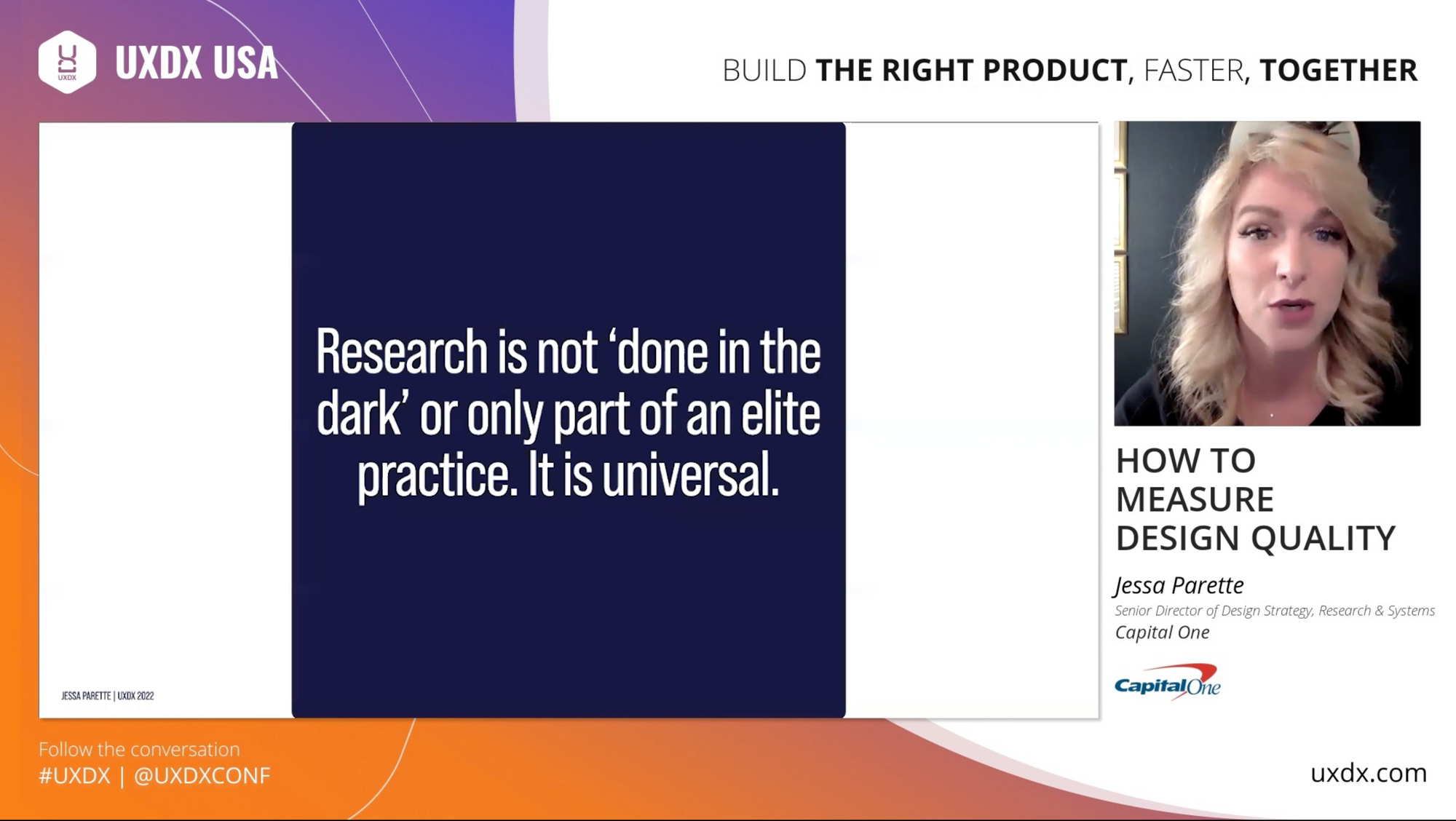 Jessa Parette presenting a quote: Research is not 'done in the dark' or only part of an elite practice. It is universal.