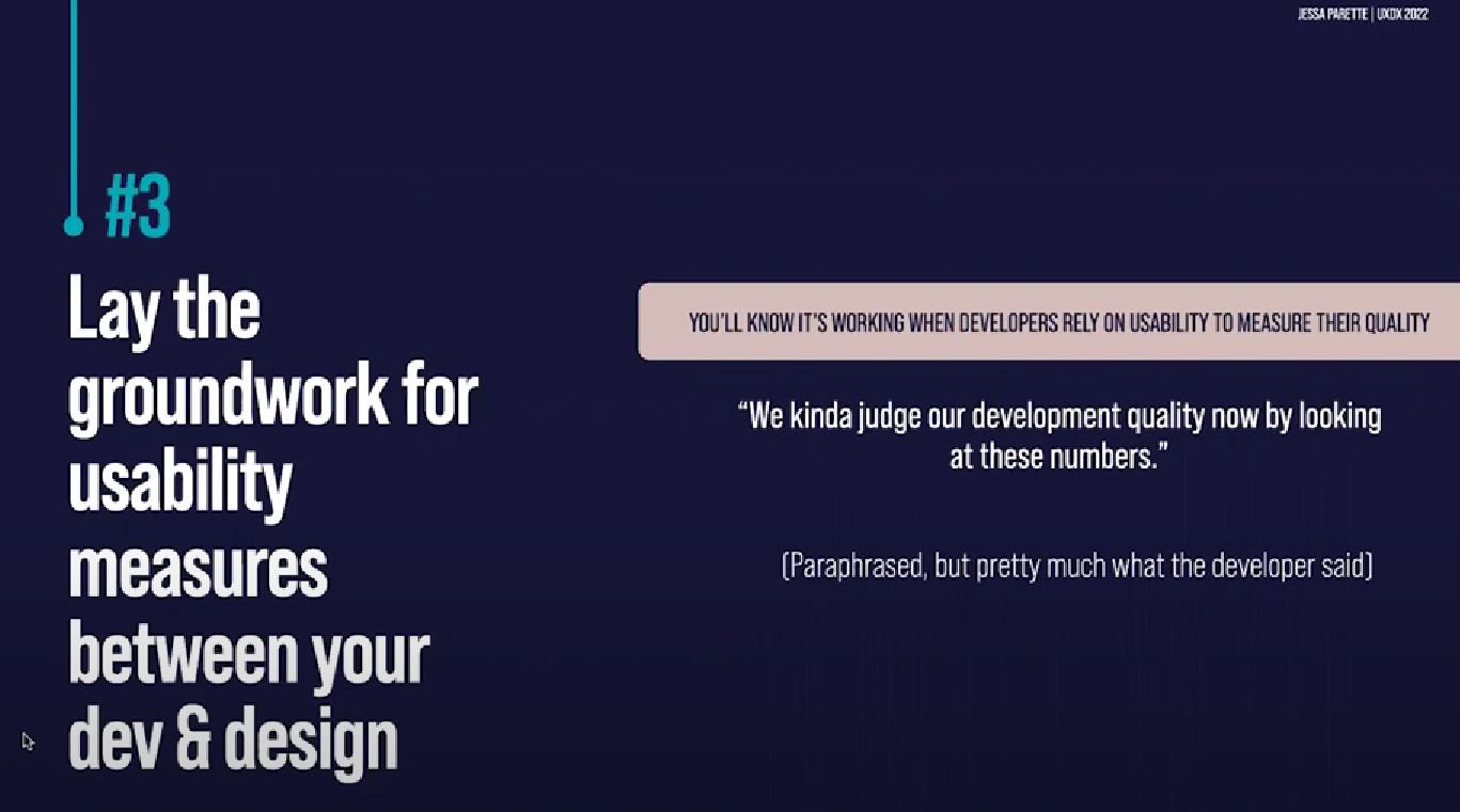 Lay the groundwork for usability measures between design and dev.